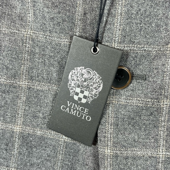 NWT Vince Camuto 44L 100% Wool Charcoal Plaid Blazer - Picture 3 of 12
